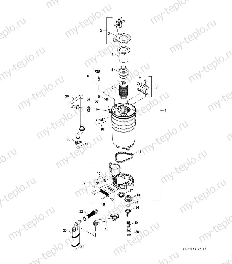 Запчасти для Buderus Logamax GB062-14: схема Запчасти Buderus Logamax GB062-14 купить в Челябинске