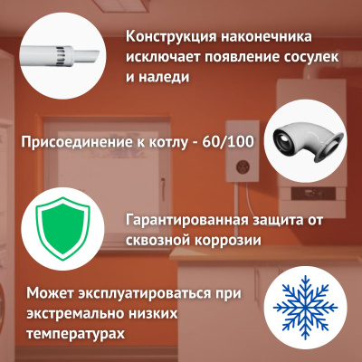 Дымоход для котла ARISTON CLAS SYSTEM любой мощности, комплект антилед (Китай) (DYMclassystem)